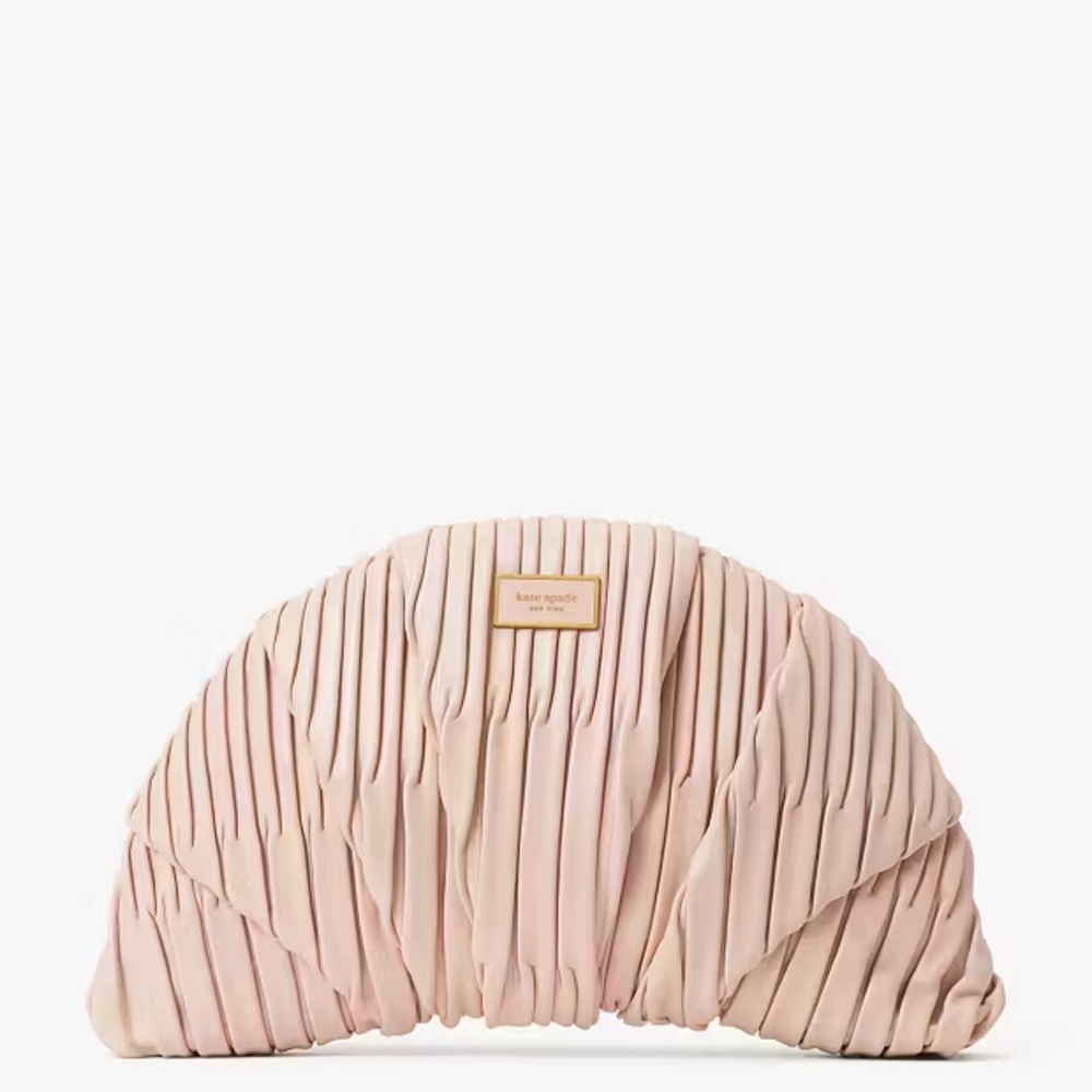 Kate Spade Patisserie Pleated 3d Croissant Clutch & Crossbody NWT/NIP 🥐🍓 - Picture 1 of 9